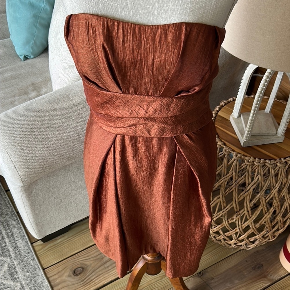 Max & Cleo Strapless Cocktail Dress – Rust Size 6 party wedding - Picture 4 of 10